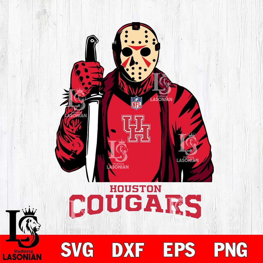 Houston Cougars Jason Voorhees Horror 3 SVG cut file decal and shirt design