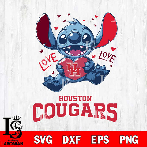 Houston Cougars Love Stitch SVG cut file stencil cut design