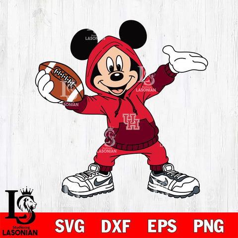 Houston Cougars Mickey Disney Football Christmas File Cut, NCAA SVG DXF EPS PNG FILE, Digital Download , Criucut , Silhouette