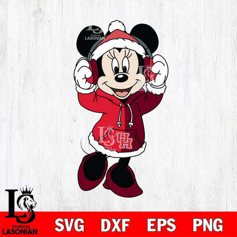 Houston Cougars Minnie Mouse Disney Football Christmas File Cut, NCAA SVG DXF EPS PNG FILE, Digital Download , Criucut , Silhouette
