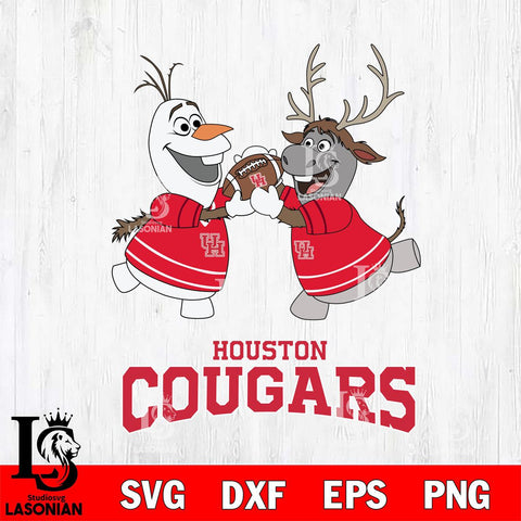 Houston Cougars Olaf & Sven Football Cricut,Christmas SVG DXF EPS PNG FILE, NCAA Digital Download,Instant Download, Silhouette