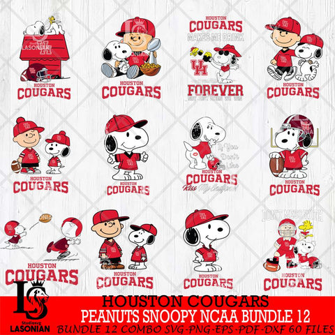 Houston Cougars Peanuts Snoopy Player NCAA Bundle 12 SVG DXF EPS PNG FILE,Snoopy File Cut, bundle NCAA Digital Download,Instant Download, Silhouette