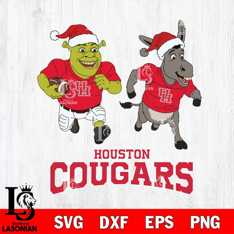 Houston Cougars Shrek and Donkey Football Cricut,Christmas SVG DXF EPS PNG FILE, NCAA Digital Download,Instant Download, Silhouette