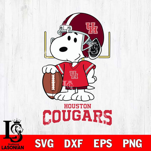 Houston Cougars Snoopy Player Football SVG DXF EPS PNG FILE,Snoopy File Cut, NCAA Digital Download,Instant Download,Christmas Silhouette