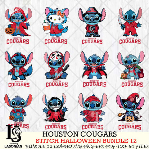 Houston Cougars Stitch Horror Bundle 12 SVG Svg Eps Dxf Png File, NCAA svg, Digital Download, Instant Download
