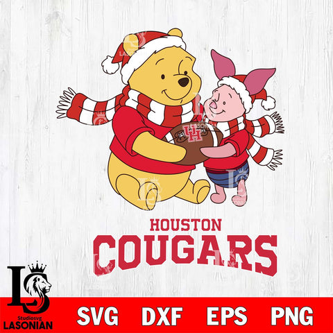 Houston Cougars Winnie the Pooh & Piglet Football Cricut,Christmas SVG DXF EPS PNG FILE, NCAA Digital Download,Instant Download, Silhouette