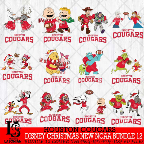 Houston Cougars  Disney Christmas New NCAA Bundle 12 Cricut,Christmas SVG DXF EPS PNG FILE, BUNDLE NCAA Digital Download,Instant Download, Silhouette