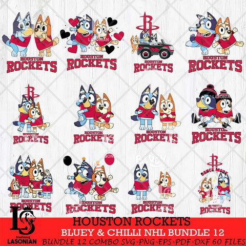 Houston Rockets Bluey & Bingo NBA Bundle 12 SVG Eps Dxf Png File, Bundle NBA svg, Digital Download, Instant Download