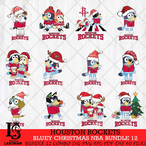 Houston Rockets Bluey Christmas NBA Bundle 12 Cricut , Christmas Svg , Bluey svg , Digital Download, dxf eps png pdf file