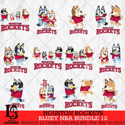 Houston Rockets Bluey Dace Mode NBA Bundle 12 SVG Eps Dxf Png File, Digital Download, Instant Download