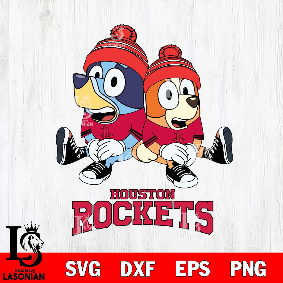 Houston Rockets Christmas Bluey & Bingo Sit – lasoniansvg