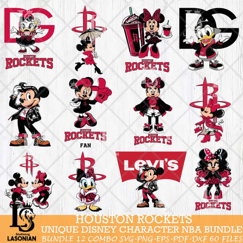 Houston Rockets Disney character NBA Bundle 12 Svg Eps Dxf Png File, Digital Download, Instant Download