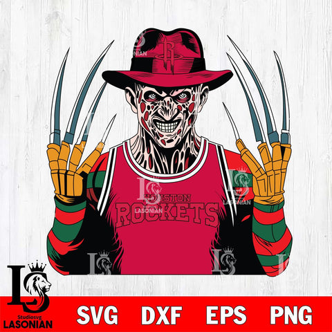 Houston Rockets Freddy Krueger Horror basketball SVG DXF EPS PNG FILE, NBA File Cut,Halloween Digital Download,Instant Download, Silhouette
