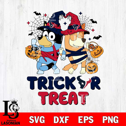 Houston Texans Bluey Trick or Treat Halloween 2 Svg Eps Dxf Png File, Digital Download, Instant Download