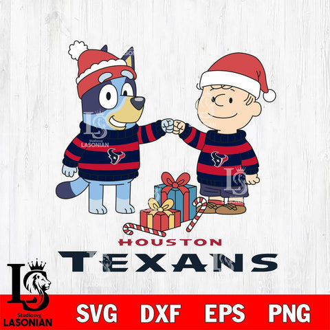 Houston Texans Bluey With Charlie Brown Christmas Cricut,Christmas SVG DXF EPS PNG FILE, Digital Download,Instant Download, Silhouette