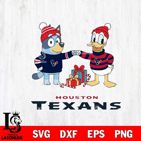 Houston Texans Bluey With Donald Duck Christmas Cricut,Christmas SVG DXF EPS PNG FILE, Digital Download,Instant Download, Silhouette