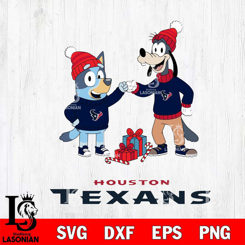 Houston Texans Bluey With Goofy Christmas Cricut,Christmas SVG DXF EPS PNG FILE, Digital Download,Instant Download, Silhouette
