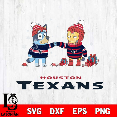 Houston Texans Bluey With Iron man Christmas Cricut,Christmas SVG DXF EPS PNG FILE, Digital Download,Instant Download, Silhouette