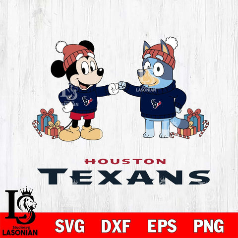 Houston Texans Bluey With Mickey Christmas Cricut,Christmas SVG DXF EPS PNG FILE, Digital Download,Instant Download, Silhouette