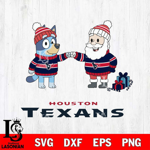 Houston Texans Bluey With Satan Christmas Cricut,Christmas SVG DXF EPS PNG FILE, Digital Download,Instant Download, Silhouette
