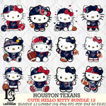 Houston Texans Cute Hello Kitty NFL Bundle 12 SVG Svg Eps Dxf Png File, NFL svg, Digital Download, Instant Download