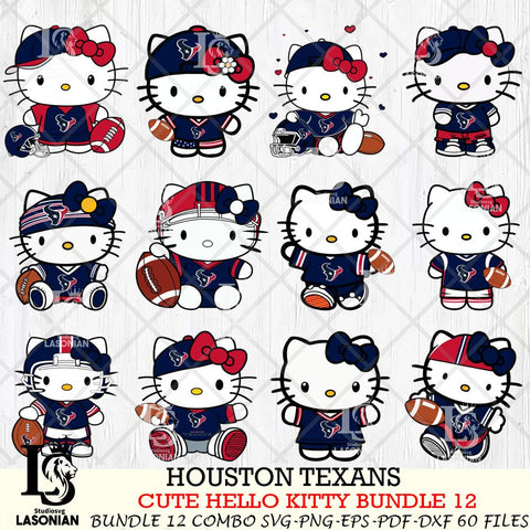 Houston Texans Cute Hello Kitty NFL Bundle 12 SVG Svg Eps Dxf Png File, NFL svg, Digital Download, Instant Download