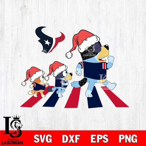 Houston Texans Family Bluey Walking Christmas Svg Eps Dxf Png File, Digital Download, Instant Download