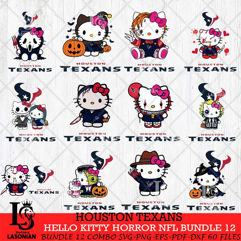 Houston Texans Hello Kitty Horror NFL Bundle 12 SVG Eps Dxf Png File, NFL svg, Digital Download, Instant Download