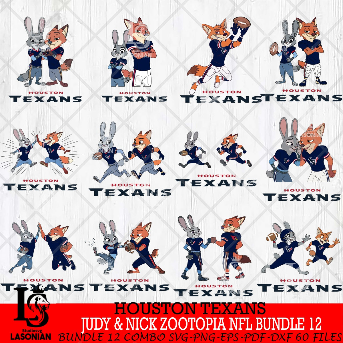 Houston Texans Judy & Nick Football Player NFL Bundle Cricut ,NFL File ...