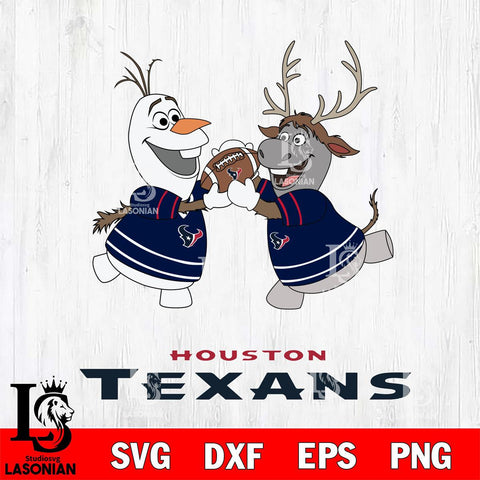 Houston Texans Olaf & Sven Football Cricut,Christmas SVG DXF EPS PNG FILE, Digital Download,Instant Download, Silhouette