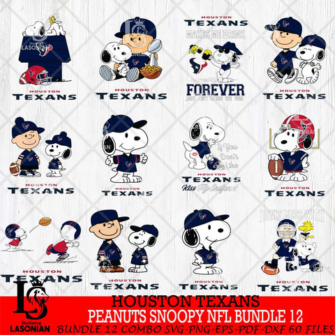 Houston Texans Peanuts Snoopy Player NFL Bundle 12 SVG DXF EPS PNG FILE,Snoopy File Cut, bundle nfl Digital Download,Instant Download, Silhouette