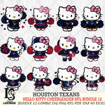 Houston Texans  Hello Kitty Cheerleader NFL Bundle 12 SVG Eps Dxf Png File, Digital Download, Instant Download