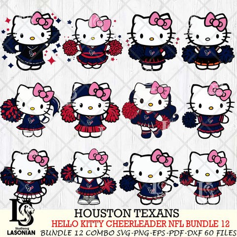 Houston Texans  Hello Kitty Cheerleader NFL Bundle 12 SVG Eps Dxf Png File, Digital Download, Instant Download