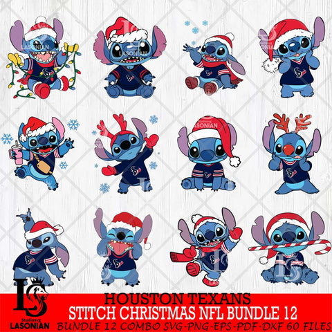 Houston Texans  Stitch Christmas NFL Bundle 12 Svg Eps Dxf Png File, Digital Download, Instant Download