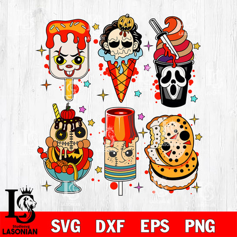 Ice Cream Horror Characters Halloween SVG DXF EPS PNG FILE, Halloween File Cut, Digital Download,Instant Download, Silhouette, Cricut