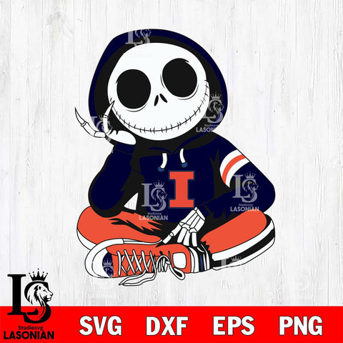 Illinois Fighting Illini Jack Skellington halloween Svg Eps Dxf Png File, NCAA svg, Digital Download, Instant Download