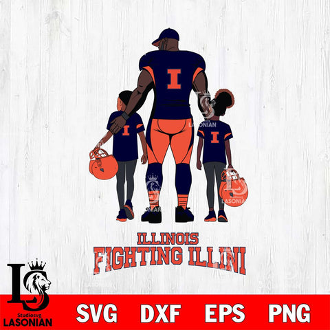 Illinois Fighting Illini 3 Father and son Rugby SVG DXF EPS PNG FILE,NCAA SVG, Father day Digital Download,Instant Download, Silhouette