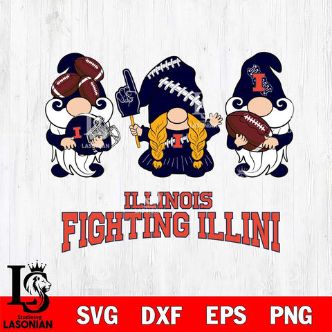 Illinois Fighting Illini 3 Gnomes Football Svg Eps Dxf Png File, Digital Download, Instant Download