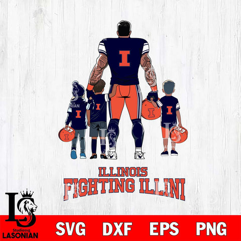 Illinois Fighting Illini 4 Father and son Rugby SVG DXF EPS PNG FILE,NCAA SVG, Father day Digital Download,Instant Download, Silhouette