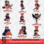 Illinois Fighting Illini Black Fan Girl Betty Boop Bundle 9, Svg Eps Dxf Png File, Digital Download