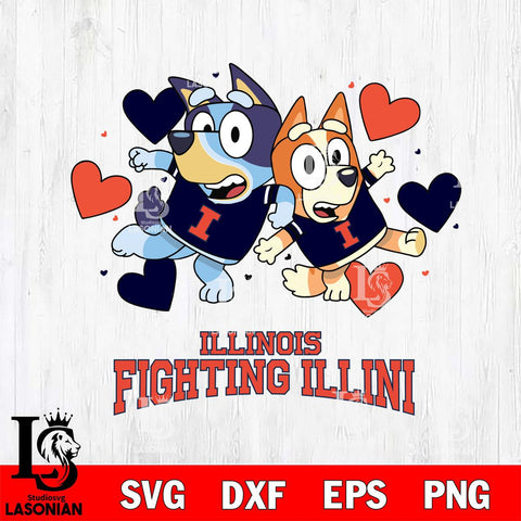 Illinois Fighting Illini Bluey & Bingo 10 Svg Eps Dxf Png File, NCAA svg, Digital Download, Instant Download