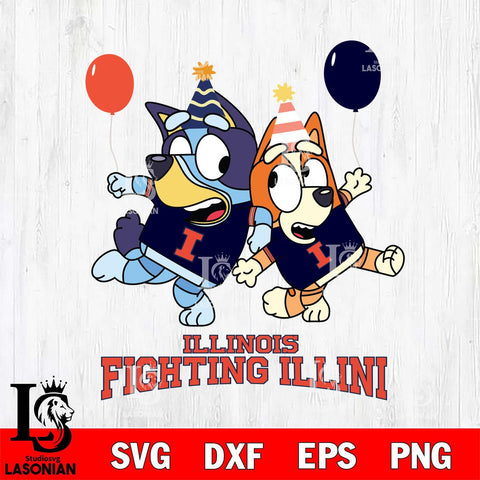 Illinois Fighting Illini Bluey & Bingo 2 Svg Eps Dxf Png File, NCAA svg, Digital Download, Instant Download
