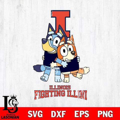 Illinois Fighting Illini Bluey & Bingo 3 Svg Eps Dxf Png File, NCAA svg, Digital Download, Instant Download