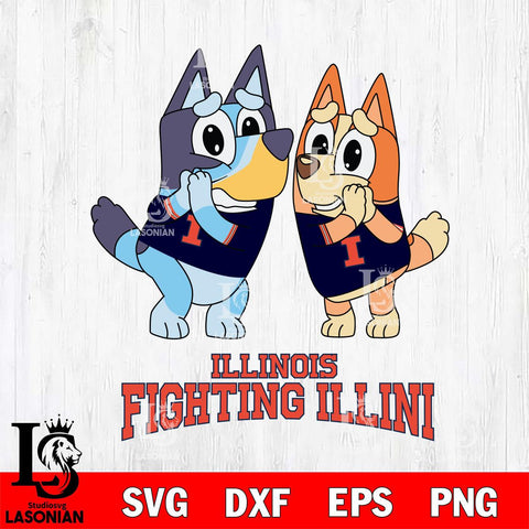 Illinois Fighting Illini Bluey & Bingo 5 Svg Eps Dxf Png File, NCAA svg, Digital Download, Instant Download