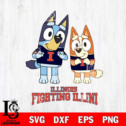 Illinois Fighting Illini Bluey & Bingo 6 Svg Eps Dxf Png File, NCAA svg, Digital Download, Instant Download