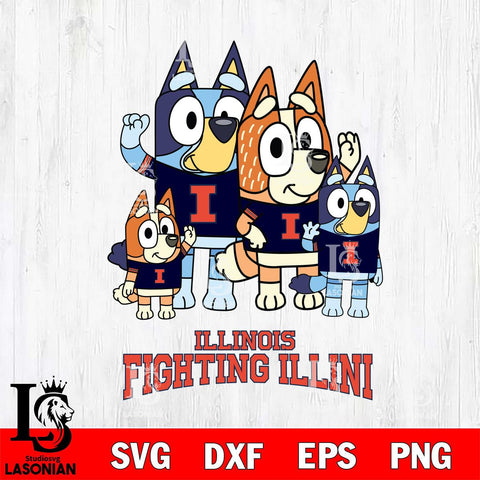 Illinois Fighting Illini Bluey & Bingo 7 Svg Eps Dxf Png File, NCAA svg, Digital Download, Instant Download