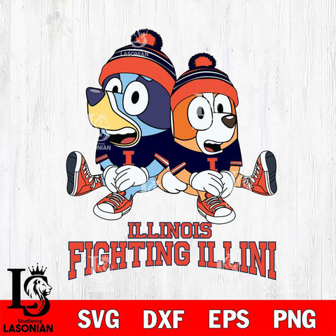 Illinois Fighting Illini Bluey & Bingo 8 Svg Eps Dxf Png File, NCAA svg, Digital Download, Instant Download