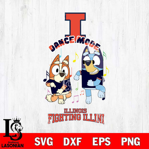 Illinois Fighting Illini Bluey Bingo Dance Mode Svg Eps Dxf Png File, NCAA svg, Digital Download, Instant Download