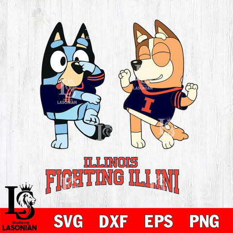 Illinois Fighting Illini Bluey Chilli Sport Svg Eps Dxf Png File, Digital Download, Instant Download