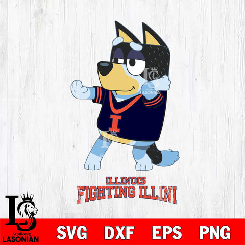 Illinois Fighting Illini Bluey Dad Dance Svg Eps Dxf Png File, Digital Download, Instant Download